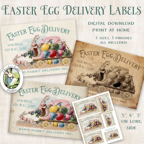 Easter Egg Sign Scrapbook Clip Art Vintage Style Easter Labels Junk Journal Ephemera