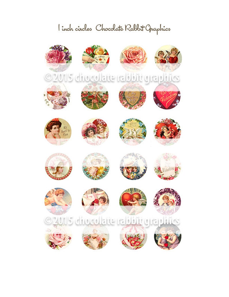 Vintage Valentine Circles Victorian Digital Download Printable Etsy