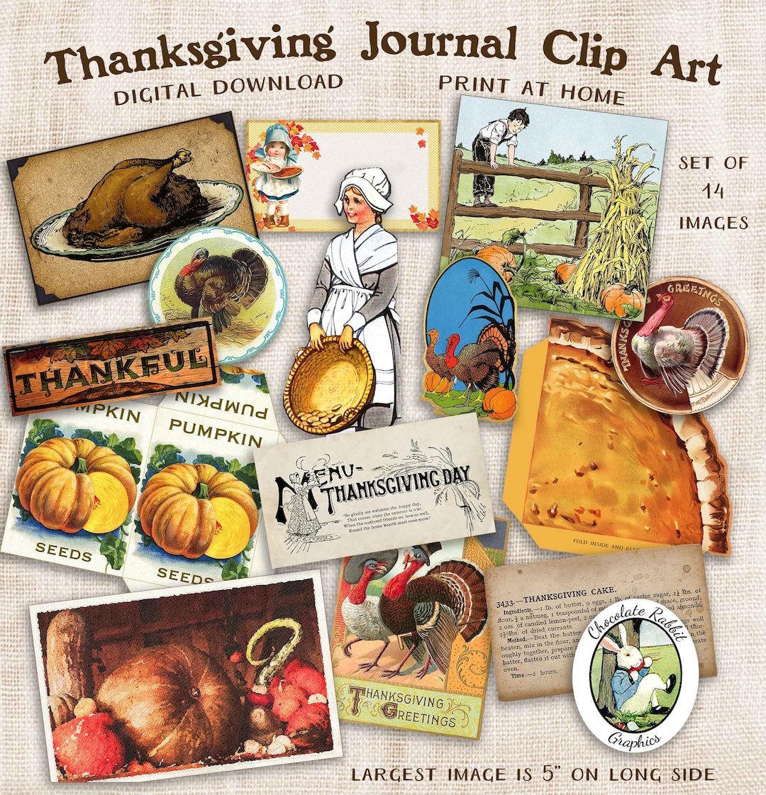 Thanksgiving Junk Journal Collage Sheet, Digital Download, Printable ...