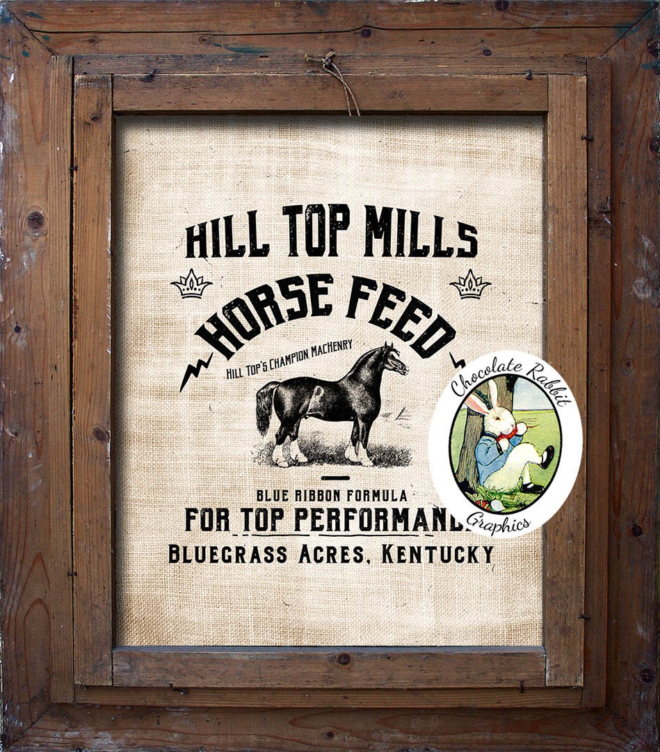 Horse Feed Sack Label Vintage Style Digital Download Printable Etsy