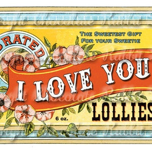 Vintage Victorian Retro Valentine Candy Label Digital Download Printable Image Collage Scrapbook Tag Sheet image 2