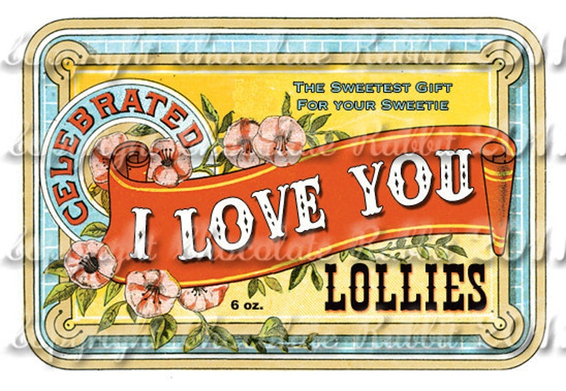 Vintage Victorian Retro Valentine Candy Label Digital Download Printable Image Collage Scrapbook Tag Sheet image 2