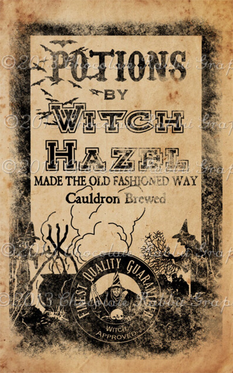 halloween witch apothecary label vintage digital download
