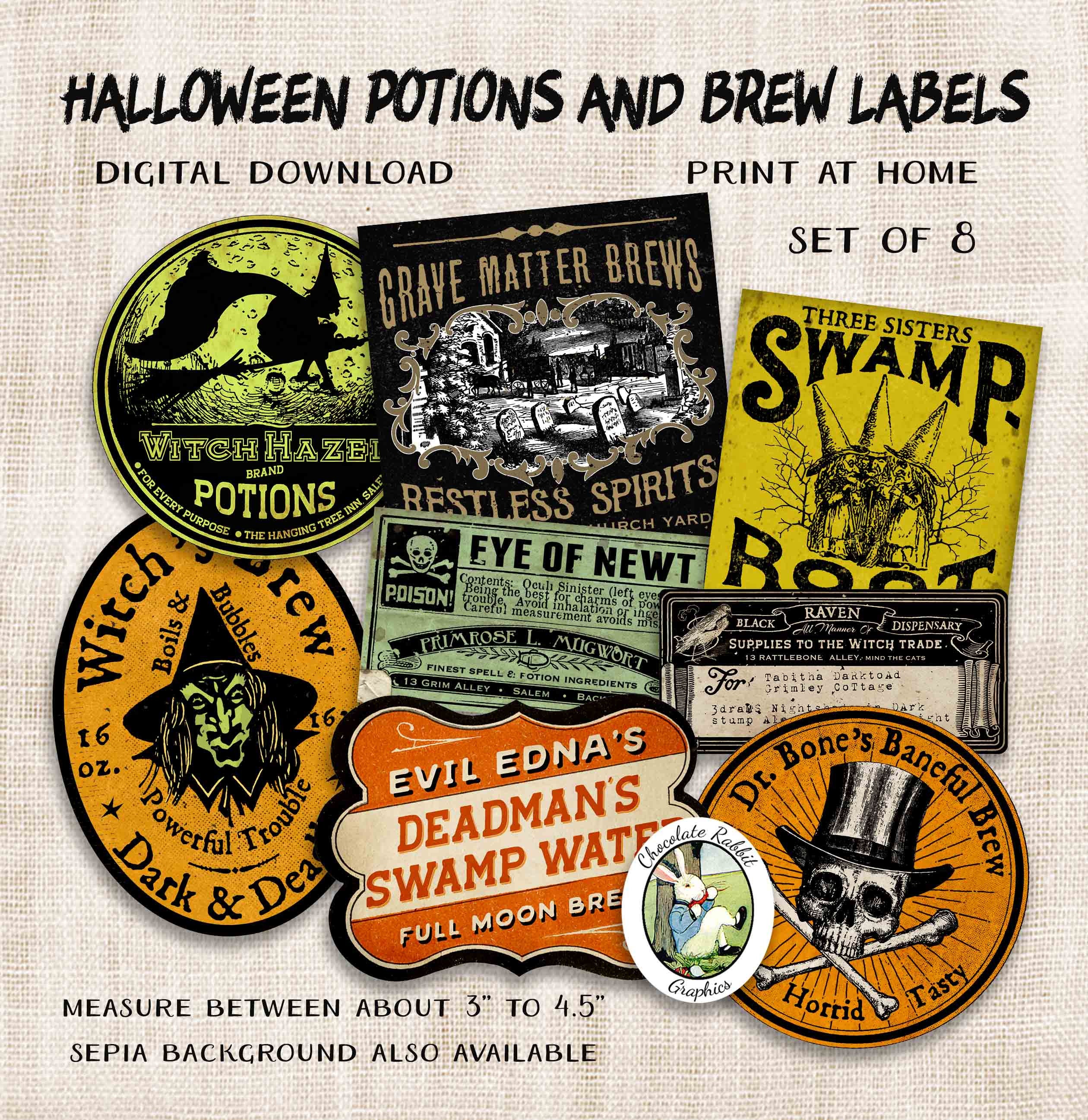 Halloween Apothecary Stickers, Apothecary Labels, Magick Potion