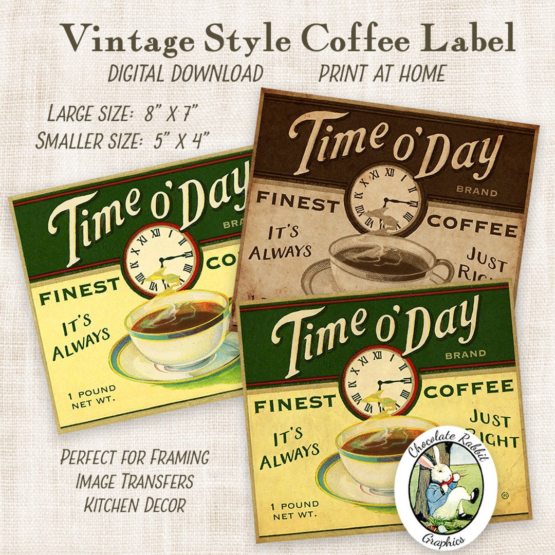 Vintage Style Coffee Sign, Digital Coffee Pantry Labels, Printable ...