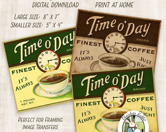 Vintage Style Coffee Sign, Digital Coffee Pantry Labels, Printable Coffee Clipart, Vintage Image Transfer, Printable Ephemera, Coffee Tags