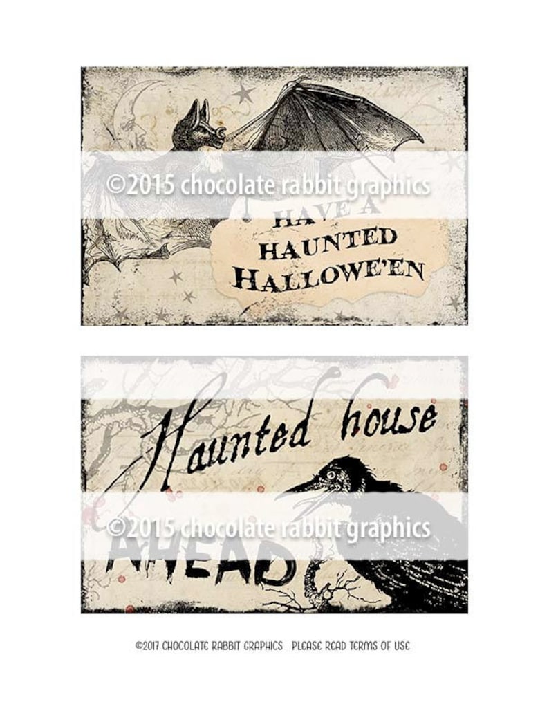 Printable Halloween Postcards Halloween Signs Digital - Etsy