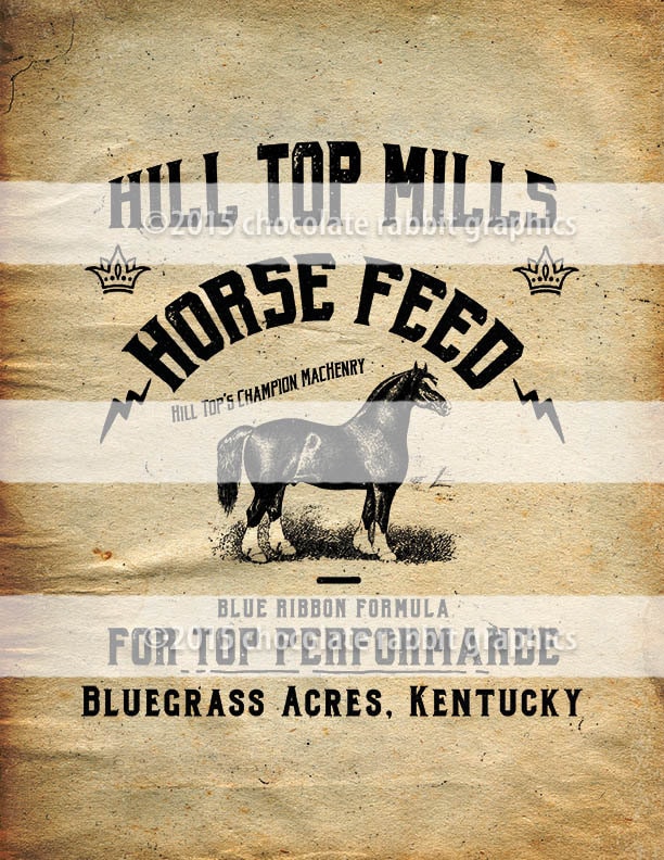 Horse Feed Sack Label Vintage Style Digital Download Printable Etsy