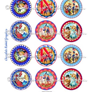 Patriotiska kretsar: Vintage 4 juli utskrivbar (digital nedladdning) bild 3