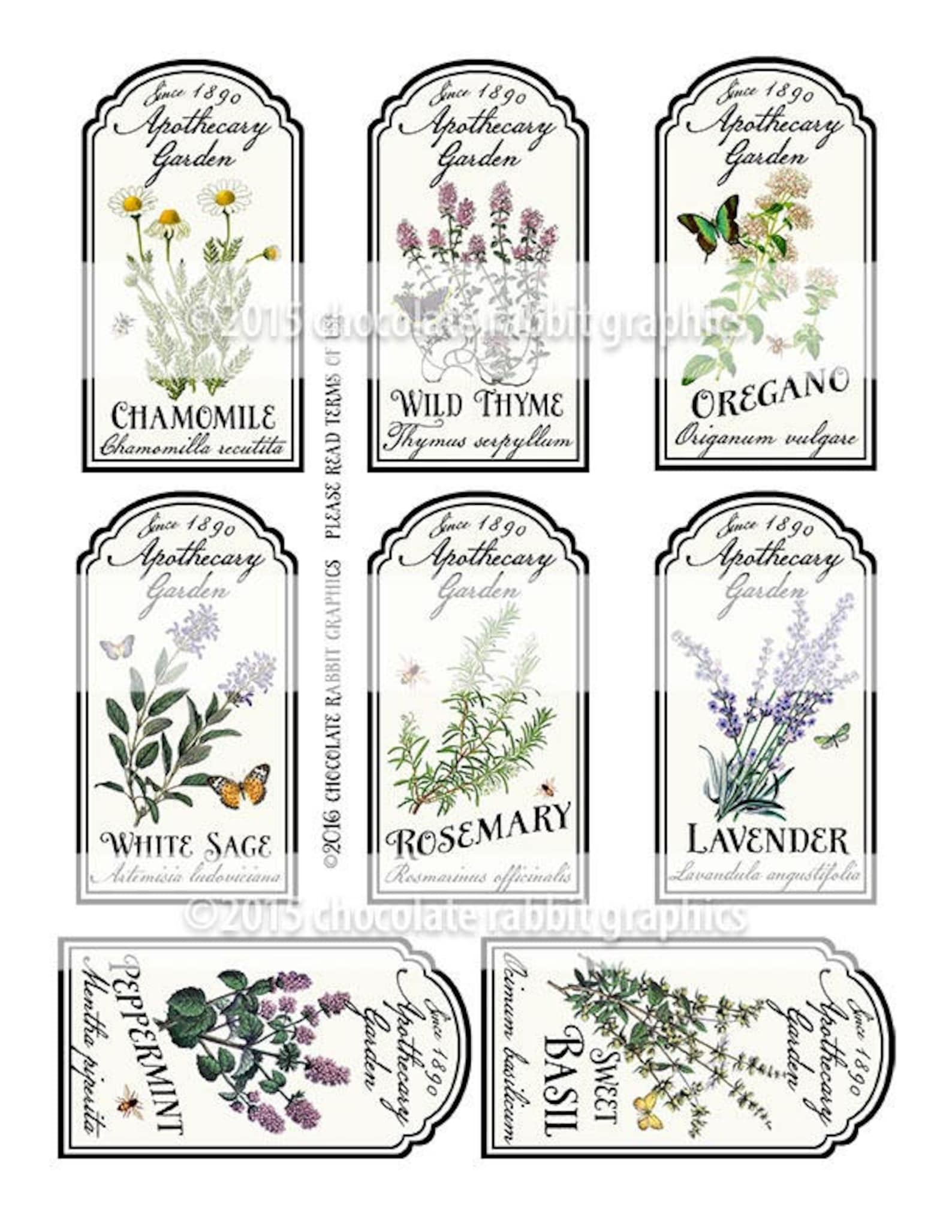 herb garden labels printable apothecary labels vintage