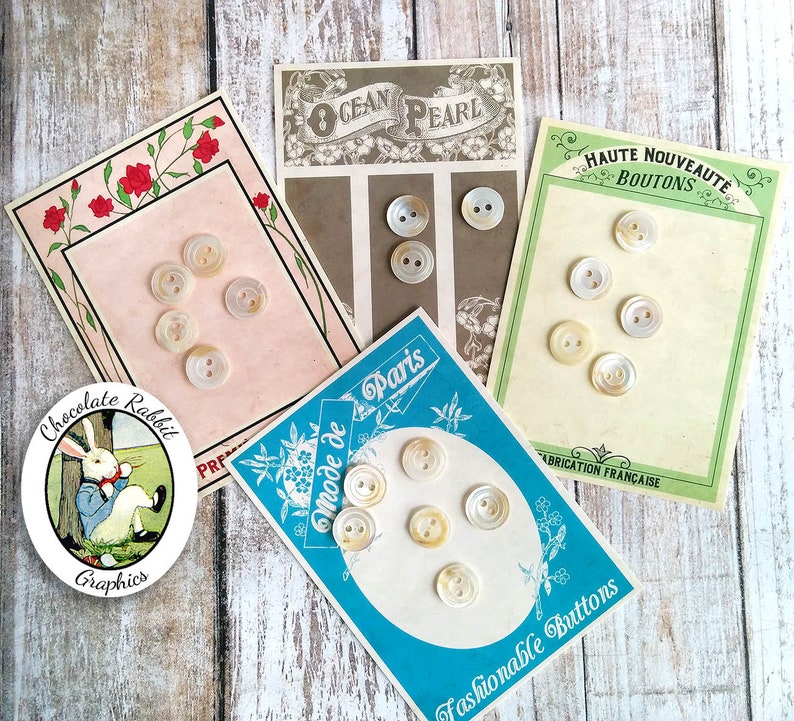 Vintage Style Button Cards Sewing Clip Art Printable Gift - Etsy
