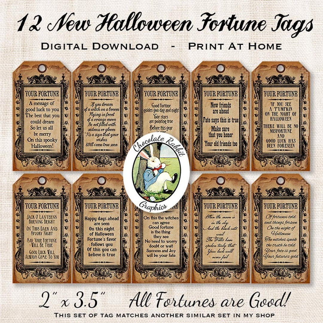 Witch Halloween Fortune Teller Instant Digital Download Tags Printable ...