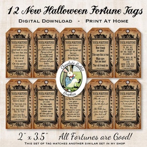 Witch Halloween Fortune Teller Instant Digital Download Tags Printable Vintage Style Collage Sheet Party Favors Clip Art Scrapbook Images