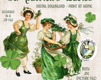 Vintage St. Patricks Day Clip Art, Digital Scrapbooking, St. Patricks Image Transfers, Printable Collage Images