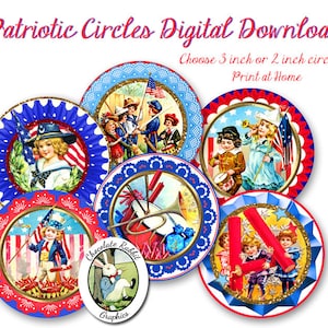 Patriotiska kretsar: Vintage 4 juli utskrivbar (digital nedladdning) bild 1
