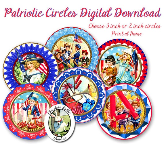 Patriotic Circles: Vintage 4th of July Printable (Digital Download)