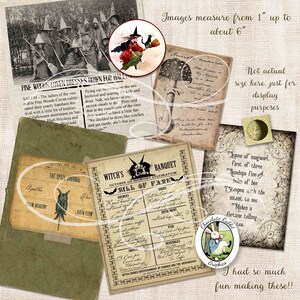 Halloween Witch Ephemera Kit, Junk Journal Digital Download, Vintage Spell Book Clip Art image 3