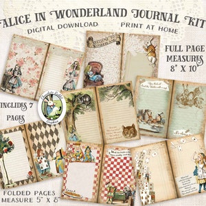 Alice in Wonderland Junk Journal Kit: Shabby Vintage Paper (Digital Download)
