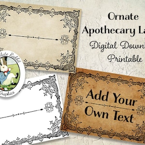 Blank Apothecary Label Download, Potion Bottle Tags, Vintage Style Journal Ephemera