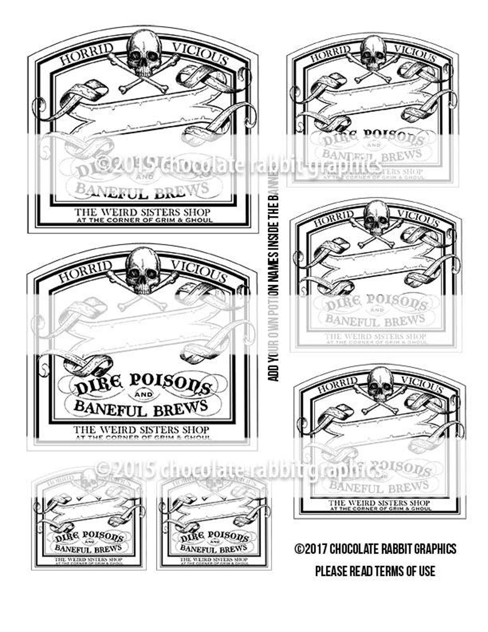blank potion bottle labels digital halloween tags printable etsy