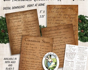 Vintage Christmas Recipe Cards: Printable Holiday Clip Art (Digital Download)