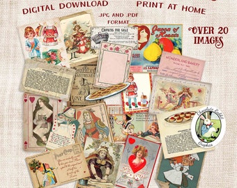 Queen of Hearts Ephemera: Vintage Valentine Scrapbook Images (Digital Download)