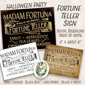 Halloween Fortune Teller segno Download digitale stampabile stile Vintage Tag tessuto trasferimento Scrapbook grafico immagine Clip Art foglio