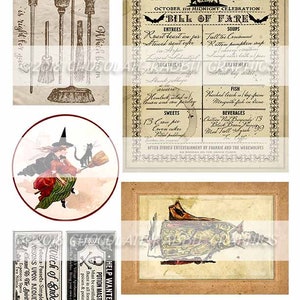 Halloween Witch Ephemera Kit, Junk Journal Digital Download, Vintage Spell Book Clip Art image 8