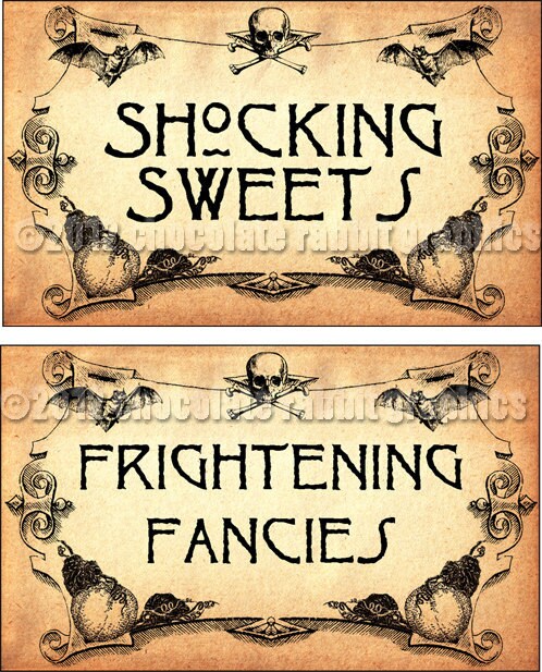 Vintage Halloween Party Candy Labels Tags Aged Digital | Etsy