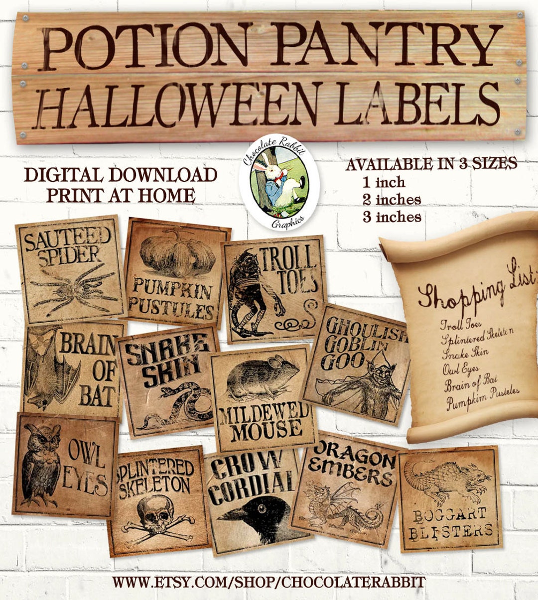 Halloween Potion Bottle Labels: Vintage Apothecary Images (digital ...