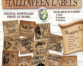 Halloween Potion Bottle Labels: Vintage Apothecary Images (Digital Download)