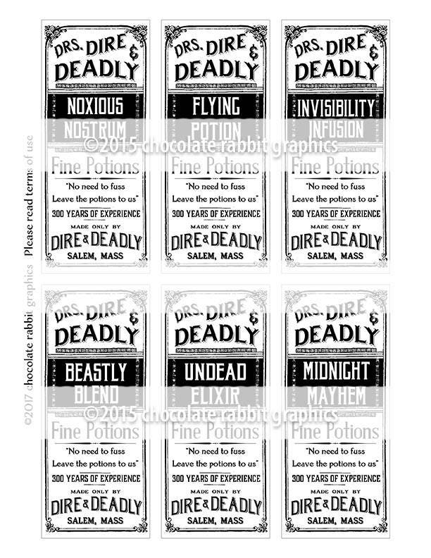 Potion Bottle Labels Halloween Clipart Apothecary Labels - Etsy