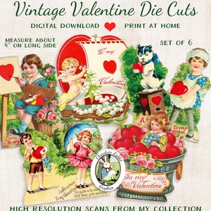 San Valentino vintage stampabile, cartoline di San Valentino tedesche digitali, download di elementi effimeri del diario spazzatura, scrapbook fustellato clipart