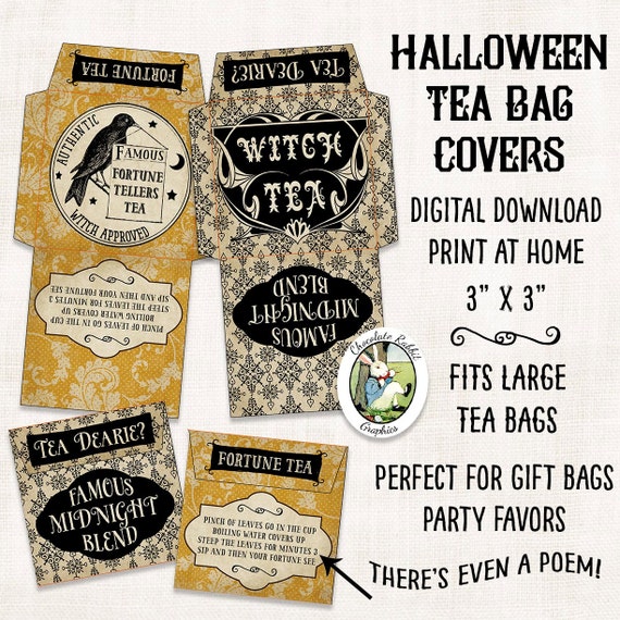 Halloween Tea Bag Covers Wrappers Fortune Teller Vintage Witch - Etsy