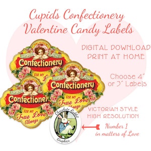 Valentines Day Valentine Candy Labels Printable Digital Download DIY Tag Images Victorian Vintage Style Scrapbook DIY Collage Sheet