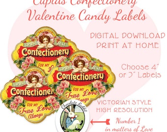 Etiquetas victorianas para dulces de San Valentín: Etiquetas imprimibles (descarga digital)