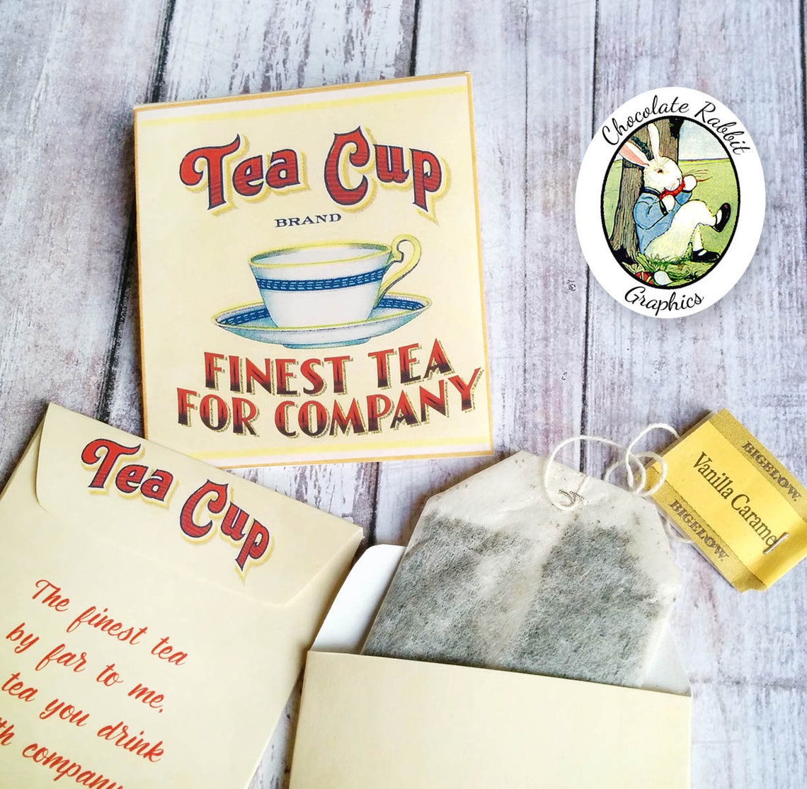 Tea Bag Envelope Vintage Style Tea Bag Wrapper Printable - Etsy