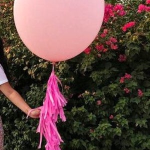 36" Giant Balloon With Balloon Tassels balloon tails- balloon tassles -blush, rose gold, ivory