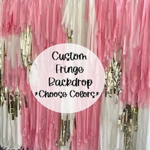 fringe photo backdrop / streamer garland , custom, ANY COLOR you choose , streamer backdrop custom image 1