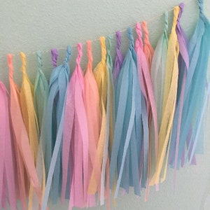 pastel Tassel Garland / tassle garland / tassel banner  Tissue Paper garland- custom ,pastel, spring, lavender, pink, light yellow