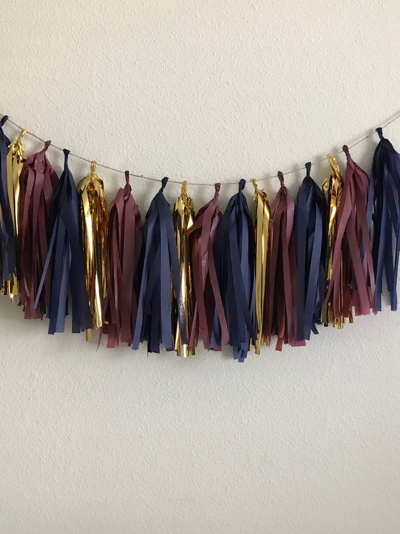 Navy Tassel Garland / Fall Tassle Garland / Tassel Banner Etsy