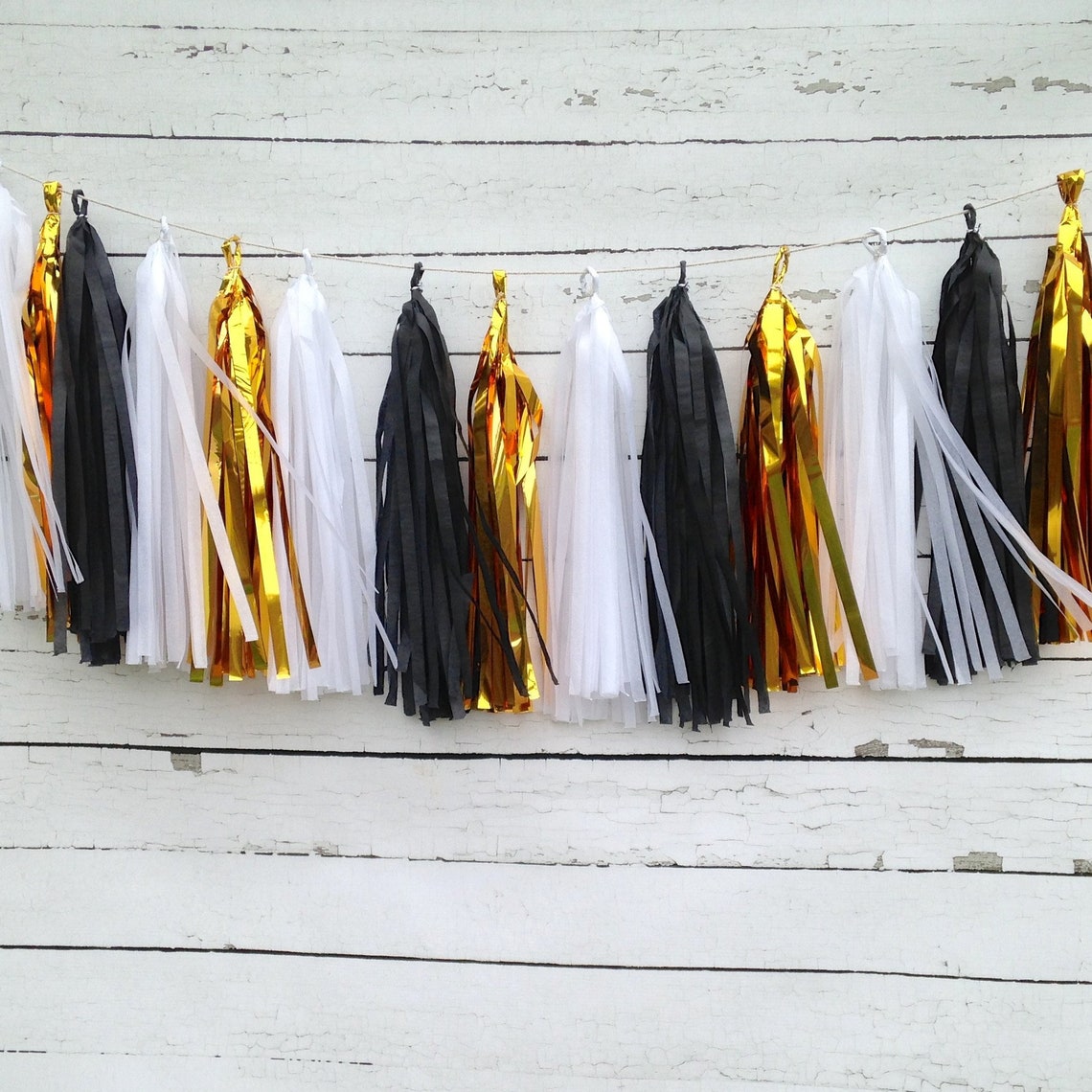 Black Whiteand Gold Tissue Tassel Garland Kit New Years Etsy