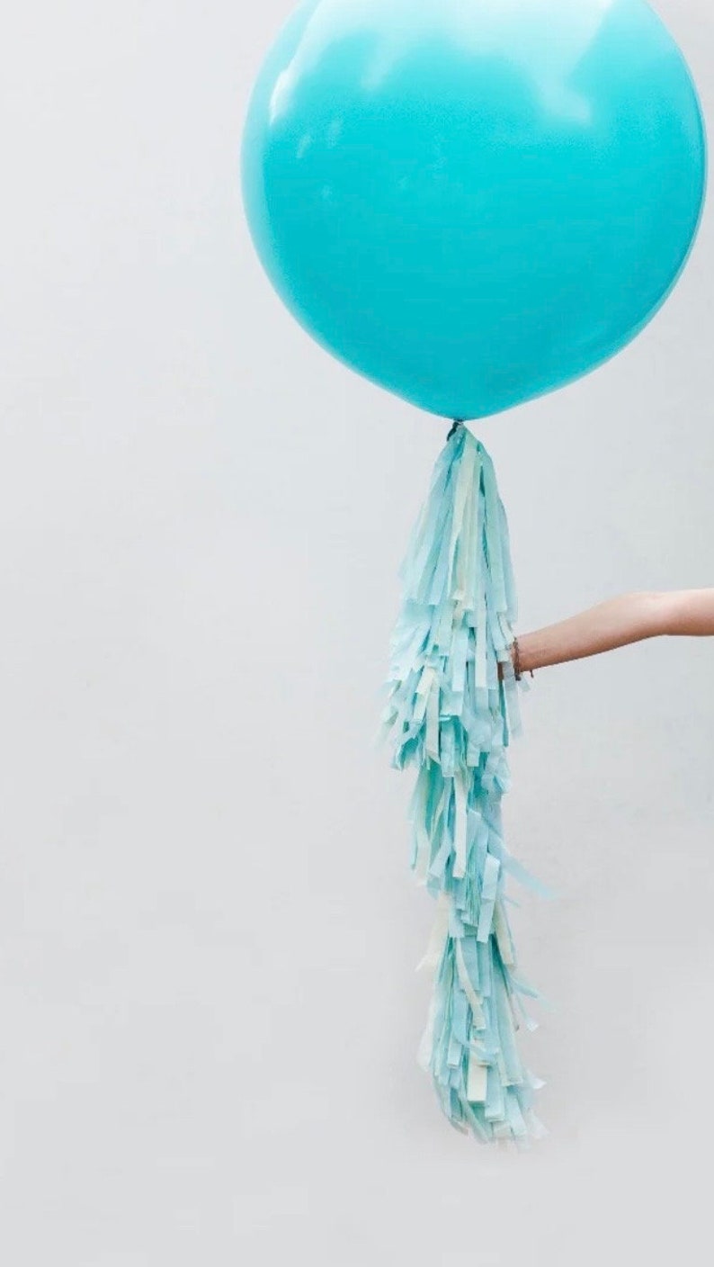 36 Giant Balloon With Balloon Tassels balloon tails balloon tassles , blue, light blue, boy zdjęcie 8