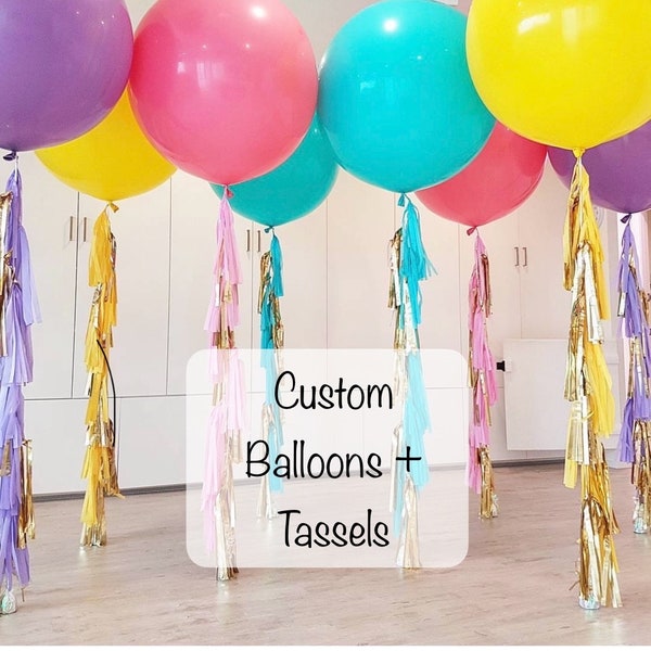 36" Giant Balloon With Balloon Tassels balloon tails- balloon tassles , blue, light blue, boy