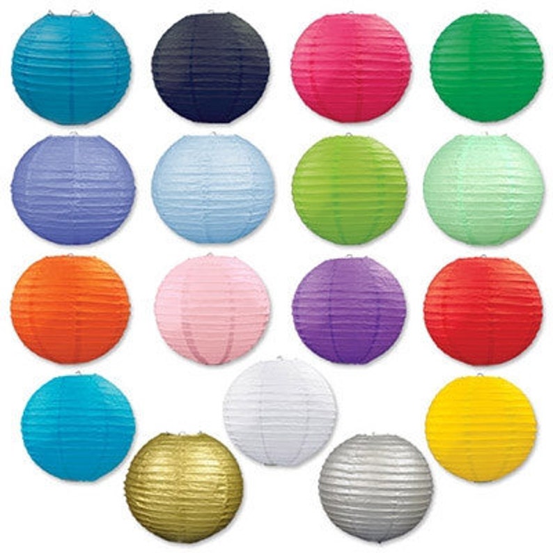 Hanging party decorations Large paper Lantern Pom Pom Etsy