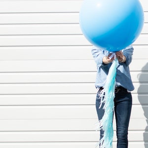 36 Giant Balloon With Balloon Tassels balloon tails balloon tassles , blue, light blue, boy zdjęcie 5