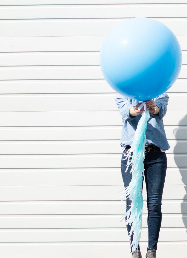 36 Giant Balloon With Balloon Tassels balloon tails balloon tassles , blue, light blue, boy zdjęcie 5