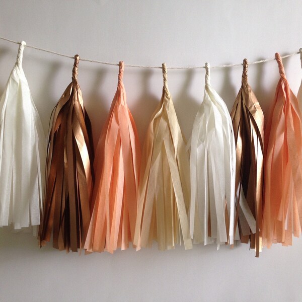 Tassel Garland/  tassle garland - Tissue Paper garland-tan,  ivory , blush, rose gold, peach