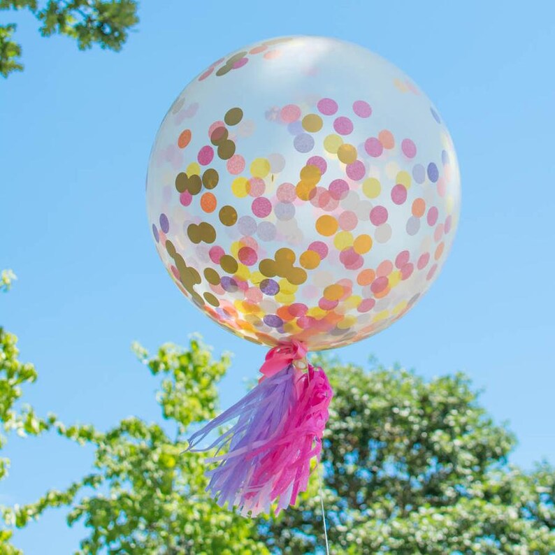 Gold and Pink Confetti Balloon Balloon Bouquet Confetti Etsy