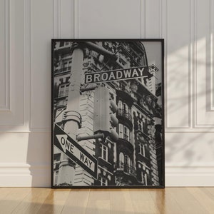 Black-and-White Broadway Poster | Times Square Gifts New York City | Street Sign Photo